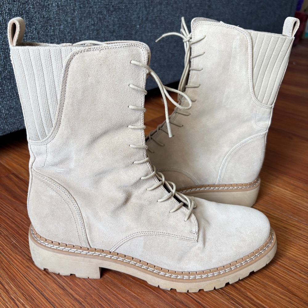 Sam Edelman Women’s Lex Lace Up Combat Boot in Sesame Tan Suede 9.5 - Picture 4 of 9